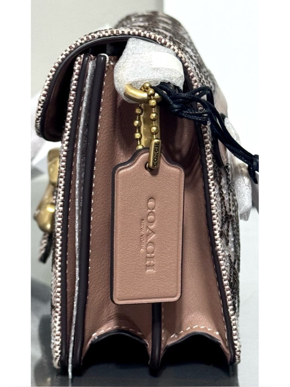 COACH Tabby Shoulder Bag 26 In CRYSTAL Signature Jacquard, Bronze/ Mushroom - Picture 6 of 15